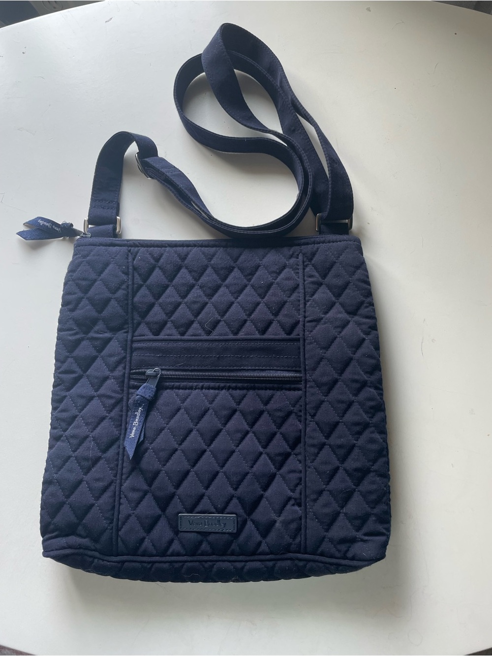 Vera Bradley Quilted Navy Crossbody Bag with Front Zip